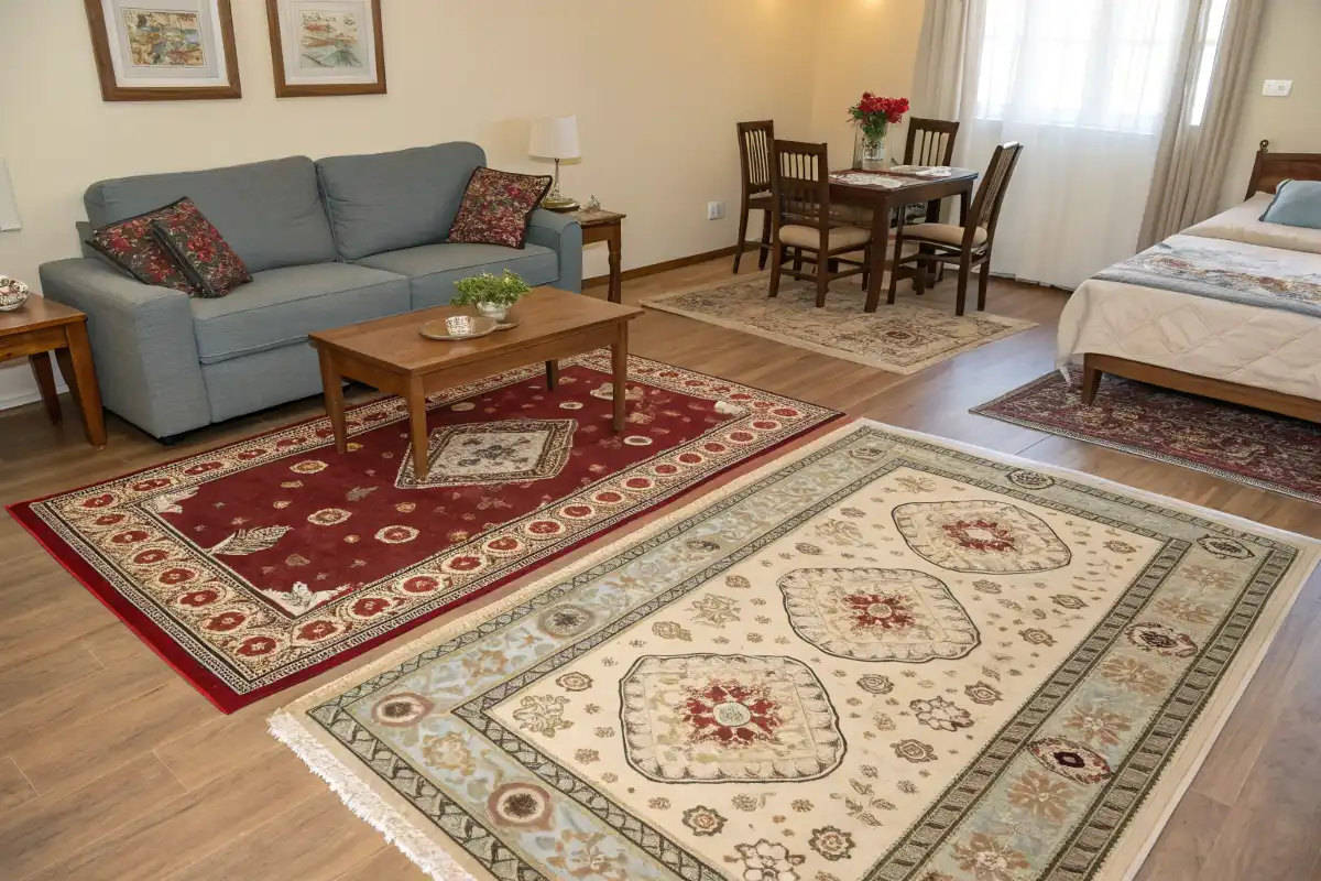 Rug-Based Zoning in Studio Apartment