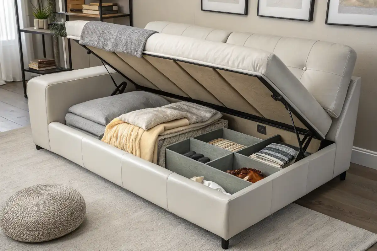 Hydraulic Storage Sofa with Lifted Seat