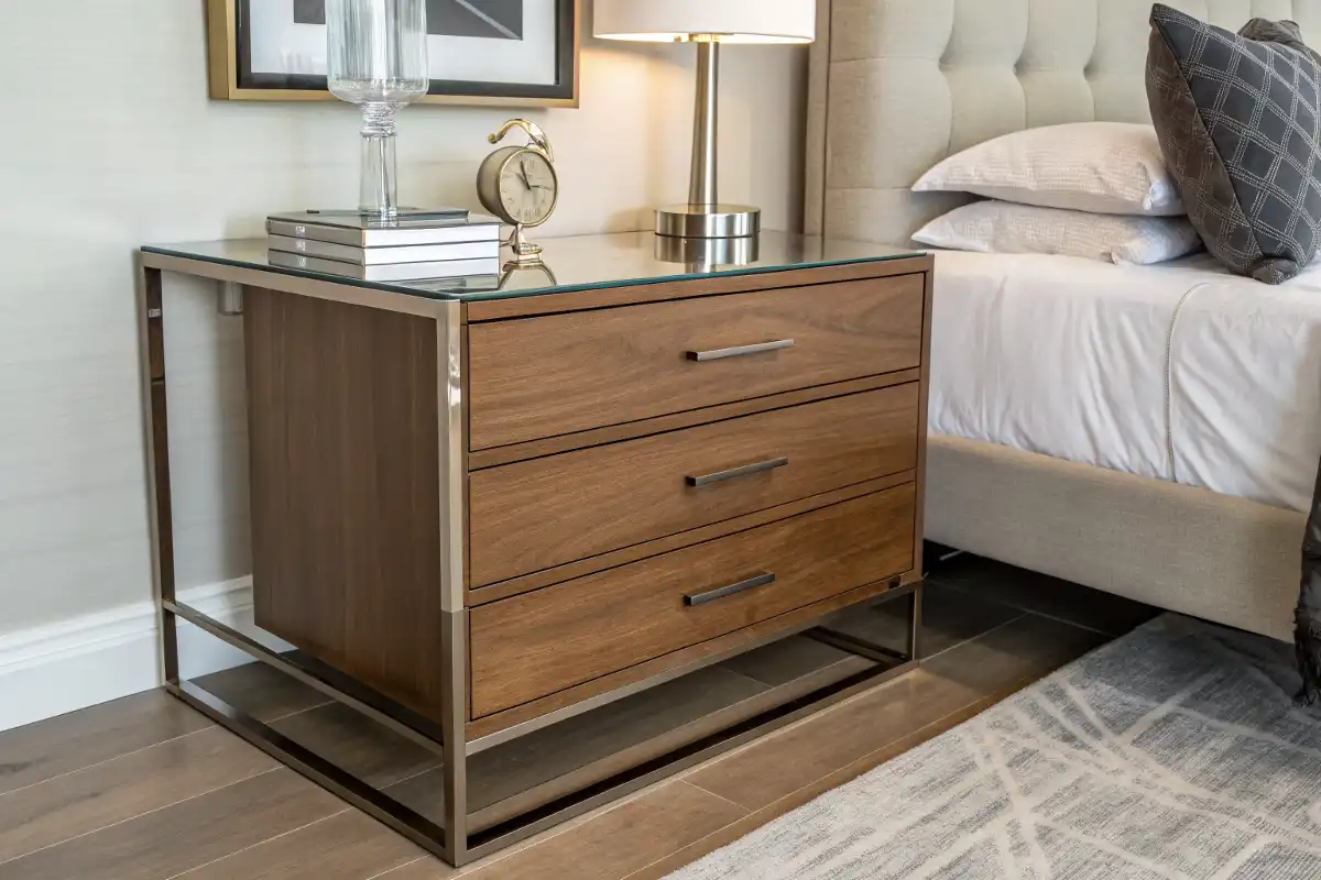 Mixed Materials: Wood and Metal Nightstand Combo