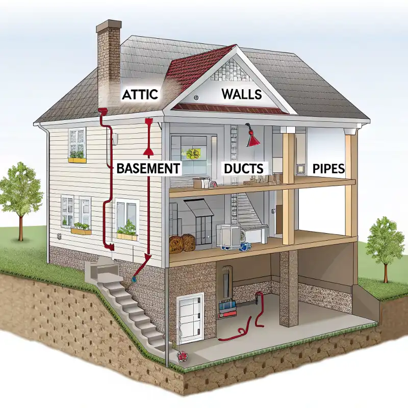 Strategic Insulation Placement in a Home Cross-Section