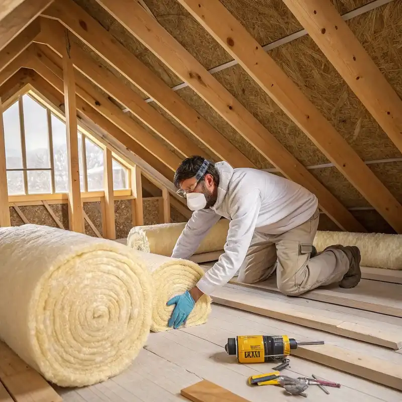 Blanket Insulation Installation in an Attic