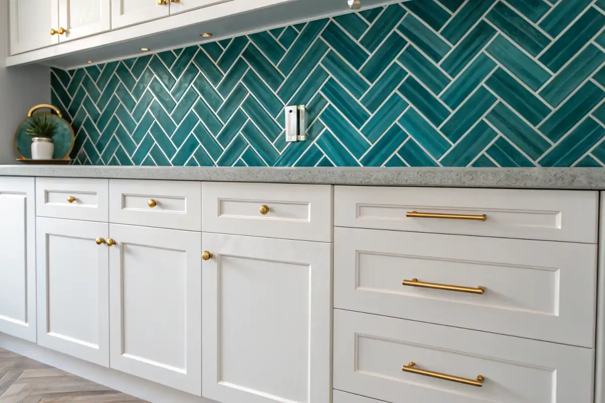 Herringbone Pattern in Teal