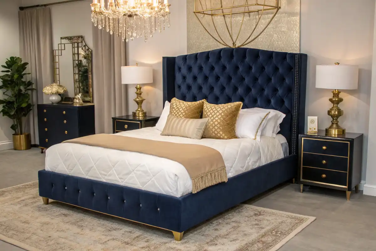 Upholstered Queen Bed Frame in Luxe Velvet
