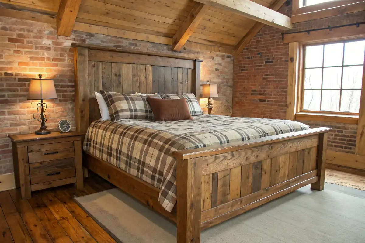 Rustic Solid Wood Queen Bed Frame