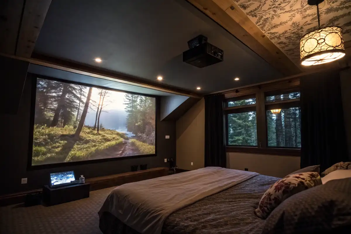 Ceiling-Mounted Projector in Bedroom